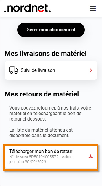 télécharger mon bon de retour