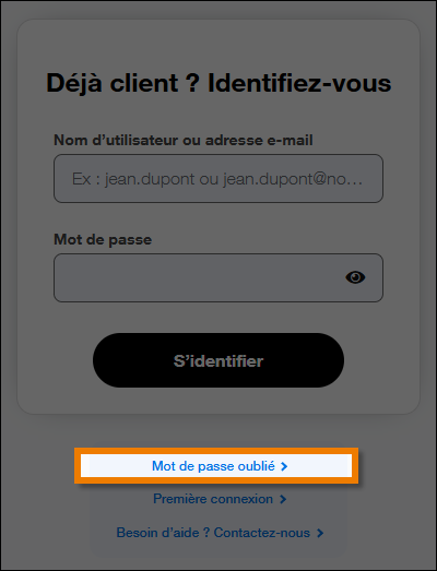 lien mot de passe oublie