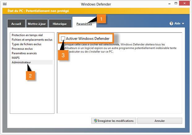 Desactiver windows defender windows 8